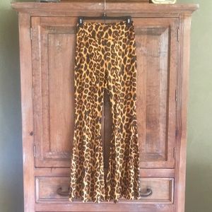 Leopard Bell Bottom Stretch Pants Brand New
